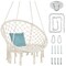 Best Choice Products Handwoven Cotton Macramé Hammock Hanging Chair Swing for Indoor & Outdoor Use w/ Backrest